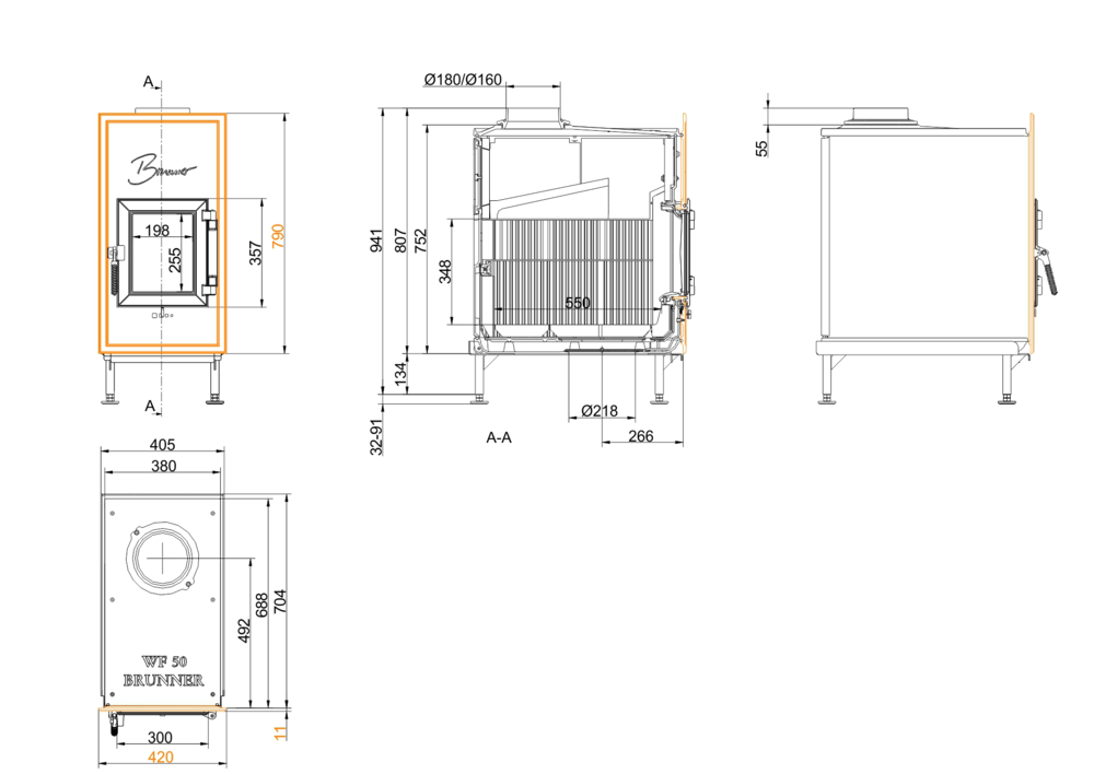 Brunner WF 50 Gussfrontplatte 790x420