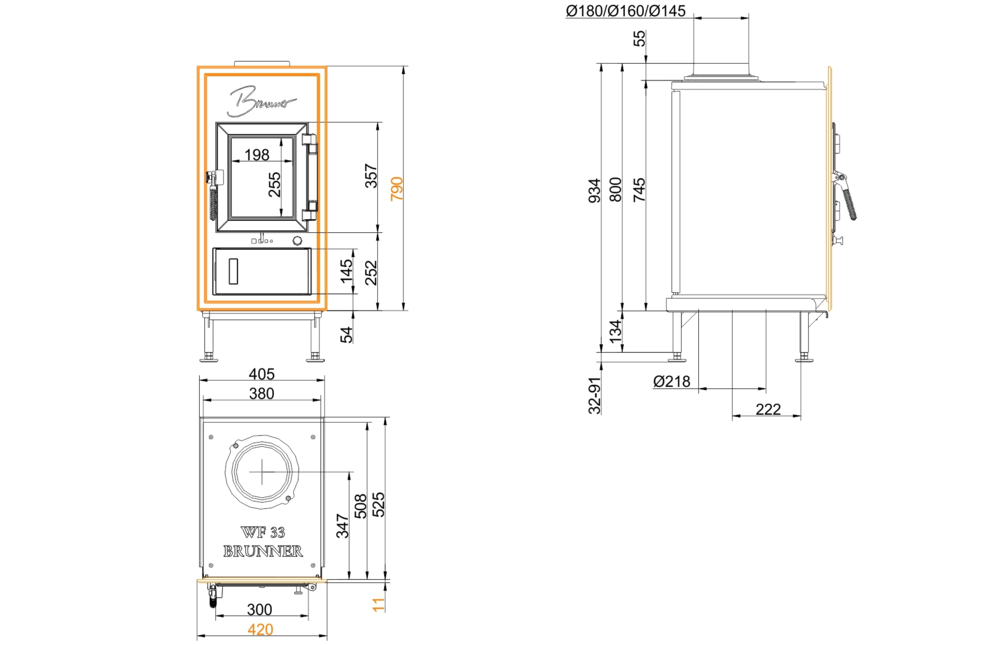 Brunner WFR 33 Gussfrontplatte 790x420