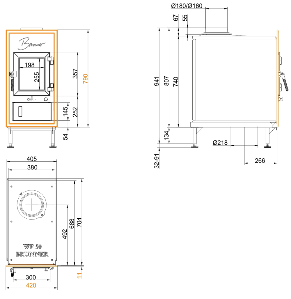 Brunner WFR 50 Gussfrontplatte 790x420